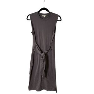 Fashion on Earth L Gray Front Tie Knot Sleeveless Cotton Dress